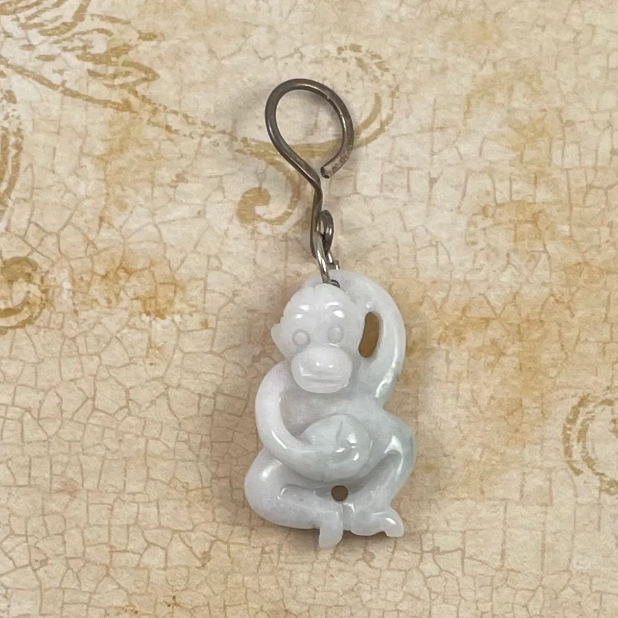 White Jade Carved Monkey Pendant Chinese