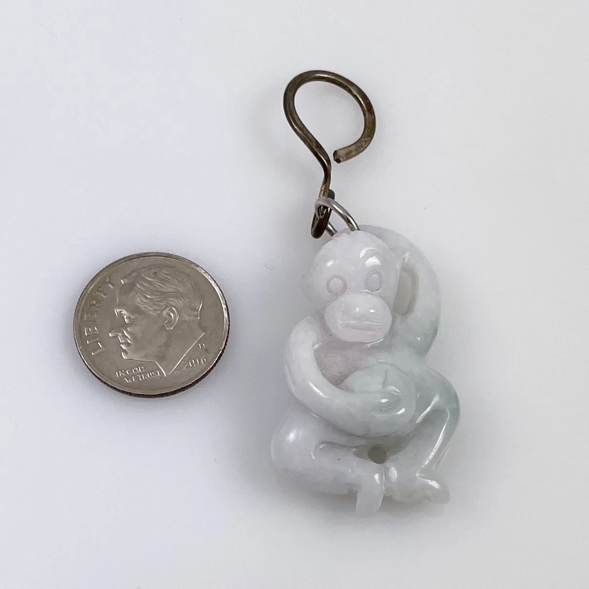 White Jade Carved Monkey Pendant Chinese