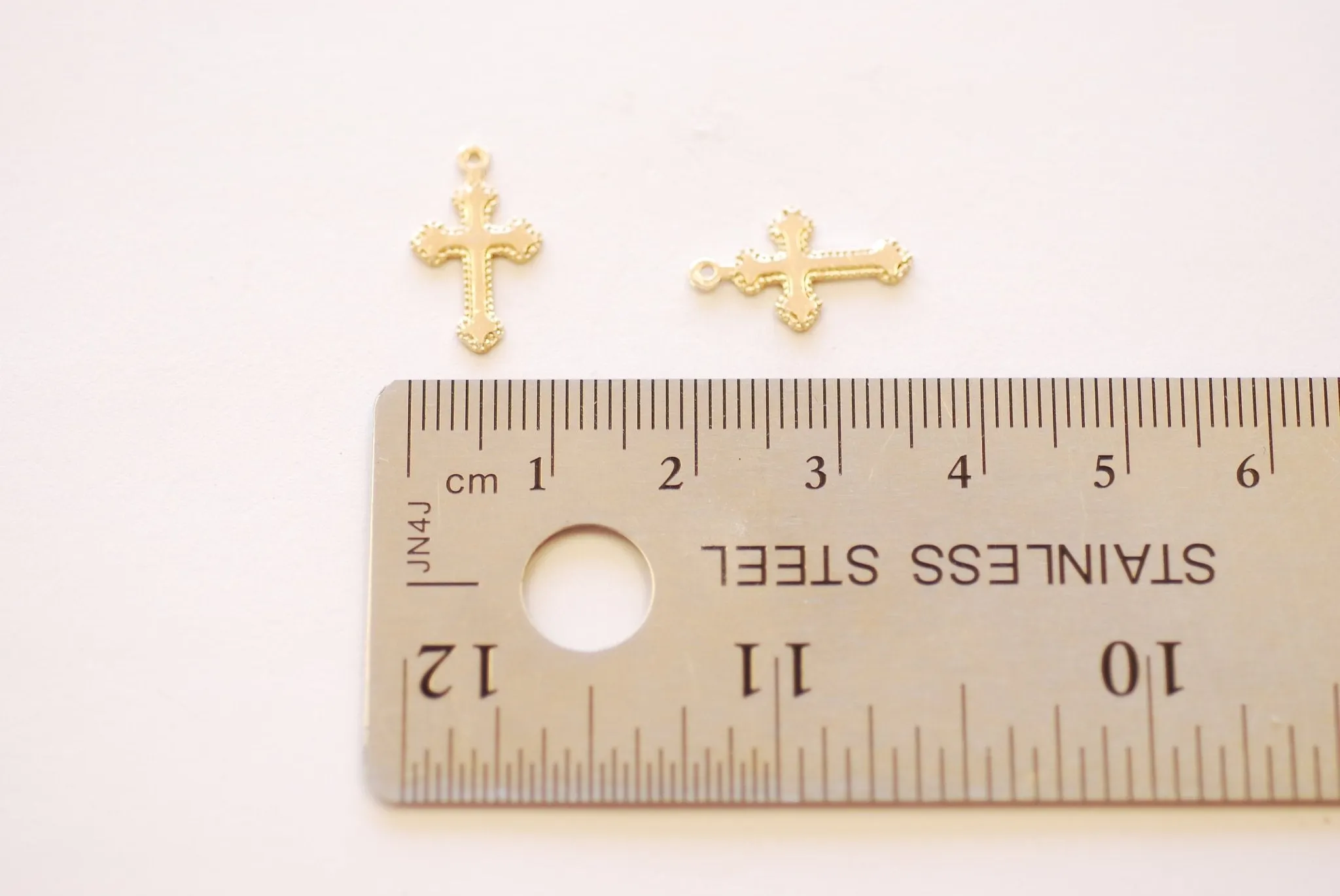 Wholesale 14k Gold-Filled Ornate Cross Charm, Gold Filled Rosary Christian Catholic Jesus Small Cross Faith Rope Cross Blank