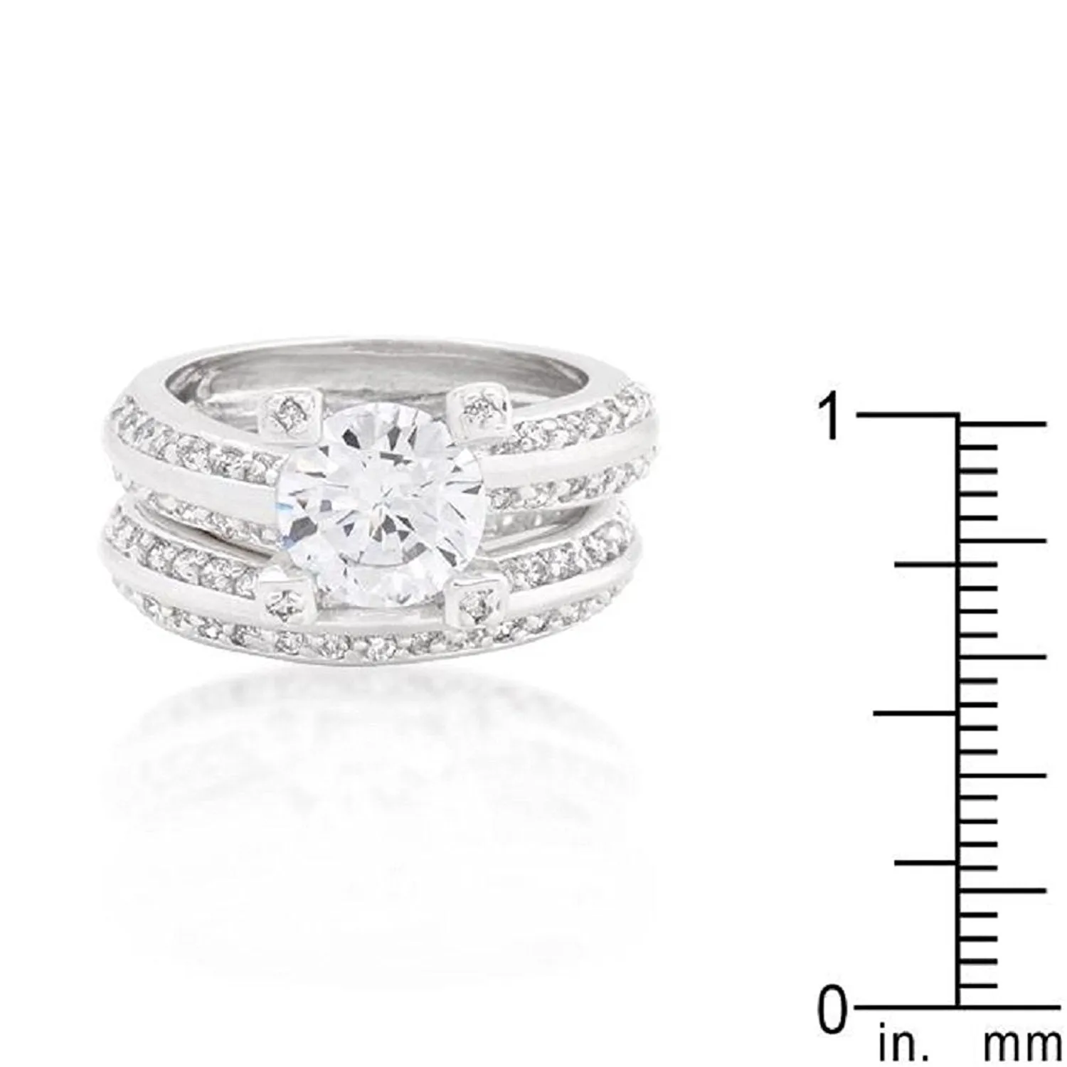 WildKlass Cubic Zirconia Round Cut Pave Ring Set