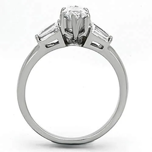 WildKlass Stainless Steel Engagement Ring High Polished (no Plating) Women AAA Grade CZ Clear