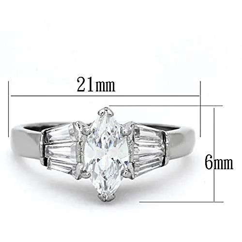 WildKlass Stainless Steel Engagement Ring High Polished (no Plating) Women AAA Grade CZ Clear