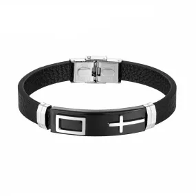 WWJD Christian Cross Adjustable Leather Belt Bracelet