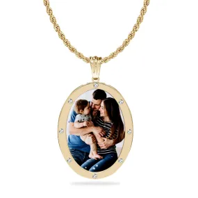 Zirconia Oval Photo Pendant